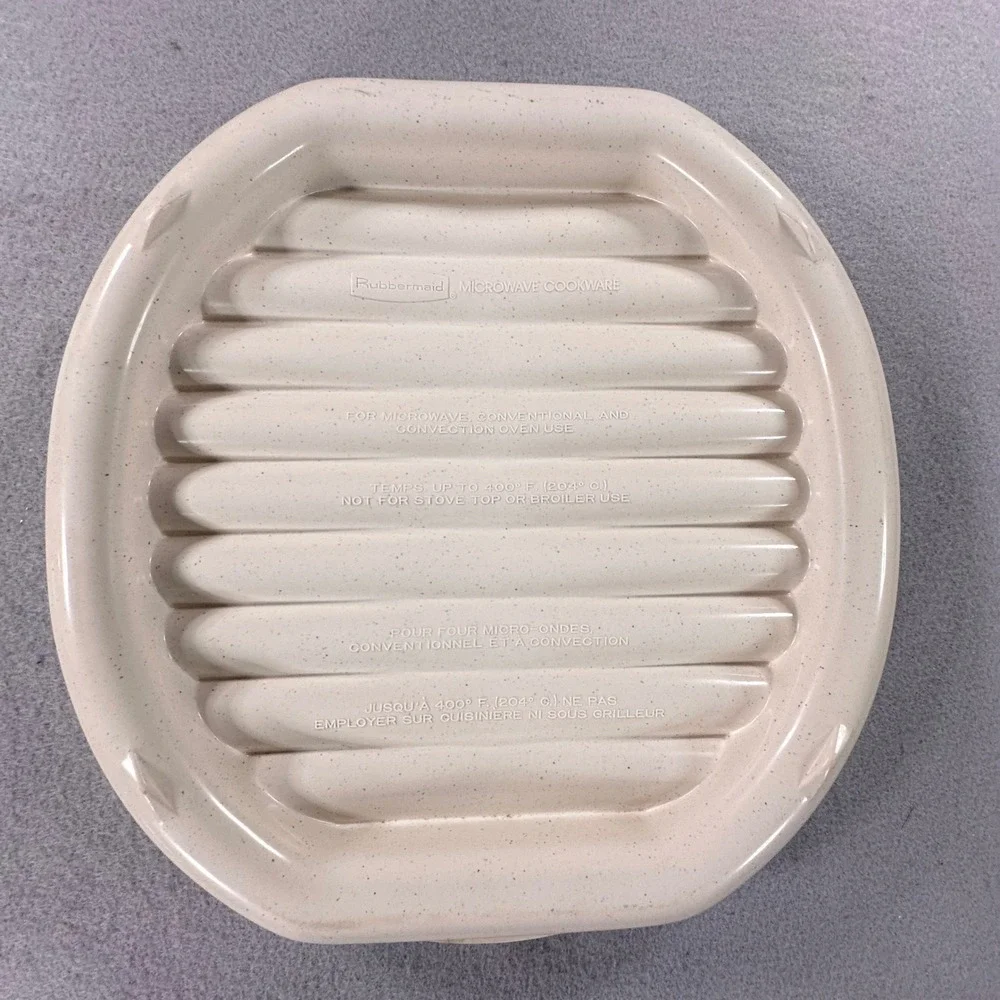 Rubbermaid Microwave Cookware Bacon n Roast Rack 5518 White Vintage 11x12in NOS